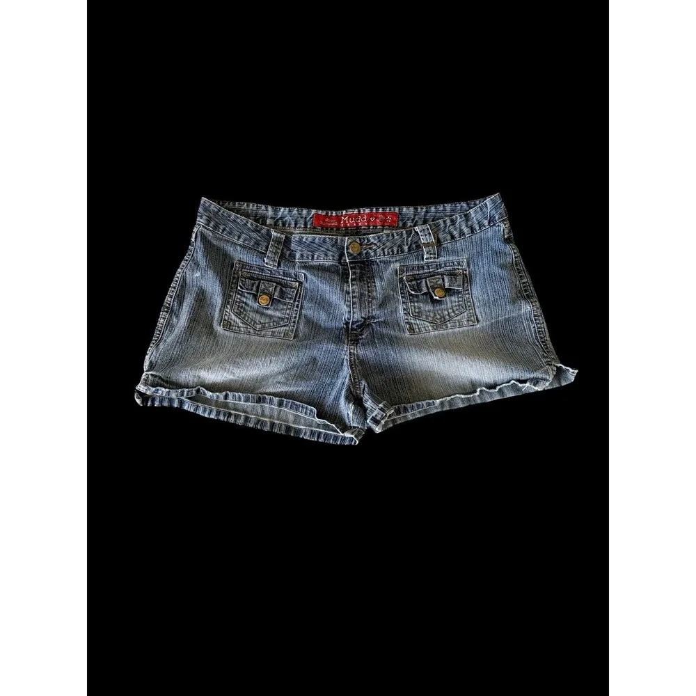 Y2K Mudd Denim Jean Shorts Women's‎ Sz 17 Fits 32W Vintage Low Rise 90's